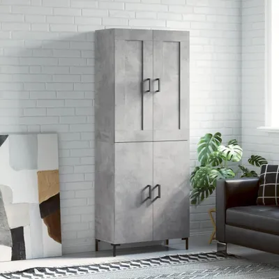 Imagen del producto de vidaXL Mueble alto, color gris hormigón, 69,5 x 34 x 180 cm, fabricado en material de madera