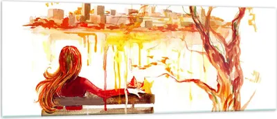 Produktbild von Bilder auf glas - Weiblich städtisch quadrat natur - 140x50cm - Glasbilder - Wandbilder - Kunstdruck - zum Aufhängen bereit - Wanddekoration aus Glas - Glas Bilder - Wandbild auf Glas - GAB140x50-2978