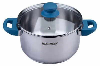 Produktbild von Fackelmann Topf mit Deckel Essential Ø 20 cm aus Edelstahl und Bakelit, 2-teiliges Set für alle Herdarten inklusive Induktion