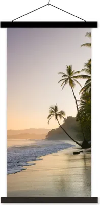 Produktbild von MuchoWow® Textilposter Strand - Sonnenuntergang - Tropisch 90x180 cm mit schwarzem Rahmen - Dekoration Wohnzimmer