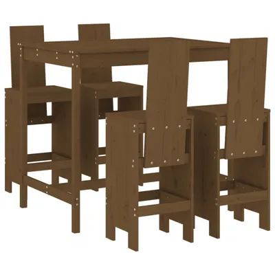 Produktbild von 5-tlg. Gartenbar-Set Honigbraun Massivholz Kiefer