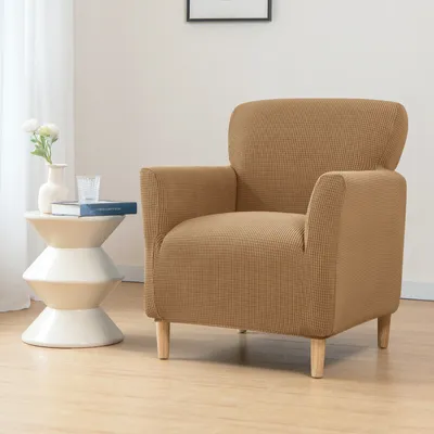 Produktbild von （Leichter Kaffee）Elastischer Sofabezug  High Stretchhusse  Sofa Schonbezug 1-Sitzer Sofa-Überwürfe，Plüsch Stricken Sofahusse