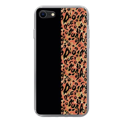 Produktbild von MuchoWow® Handyhülle Schutzhülle Hülle für iPhone SE 2020 Pantherdruck - Gold - Schwarz Silikon Softcase Handy Hülle - Kartenbesitzer
