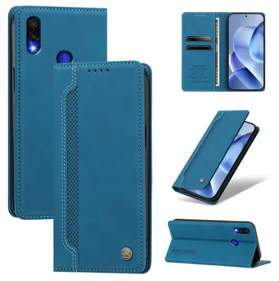 Produktbild von Handyhülle für Xiaomi Redmi Note 7/Note 7 Pro, Leder Wallet Klapphülle mit Standfunktion, Stoßfeste Schutzhülle Blau