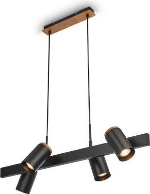 Immagine prodotto di Briloner DUTA Lampadario a sospensione, orientabile, attacco GU10, 4 luci, legno nero, 80 x 24,9 x 120 cm