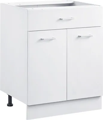 Produktbild von VEVOR weißer Unterschrank (600 x 477 x 816 mm) mit Schubladen, Soft-Close-Türen und verstellbaren Einlegeböden für Homeoffices