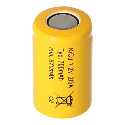 Productafbeelding van Sanyo KR-600AE 2/3 A Cadnica NICD batterij, plat model zonder aansluiting