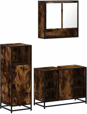 Immagine prodotto di vidaXL Set di mobili da bagno a 3 pezzi in legno di quercia affumicata