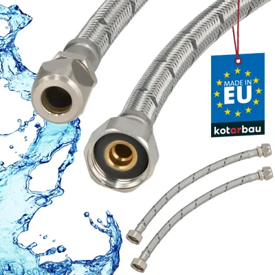 Immagine prodotto di KOTARBAU® 2 Pezzi Tubo Flessibile per Rubinetto 1/2" x 3/8" Tubo di Raccordo 30 cm Dado Girevole x Raccordo a Pressare Acciaio Inox