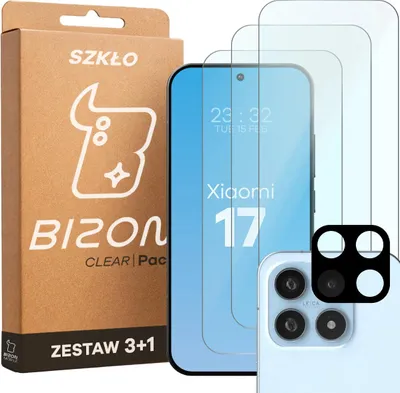 Produktbild von 3x Gehärtetes Glas + Kameraschutz für Xiaomi 17, Bizon Glass Clear Pack