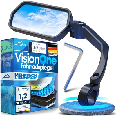 Produktbild von NEXTCOVER® Fahrradspiegel für Lenker [links] mit ProVision-Echtglas I fest sitzender Fahrrad Rückspiegel I Fahrrad Spiegel links I Rückspiegel Fahrrad