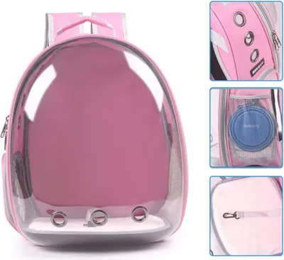 Image de Sac à dos pour petits chats et chiots - sac à dos transparent pour animaux de compagnie pour les voyages en avion