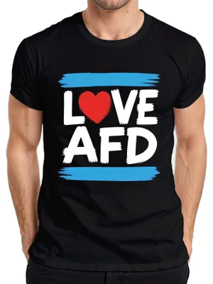 Produktbild von Love AfD Rotes Herz Politik Deutschland Wahl Statement Sarkasmus Herren T-Shirt, Schwarz, M