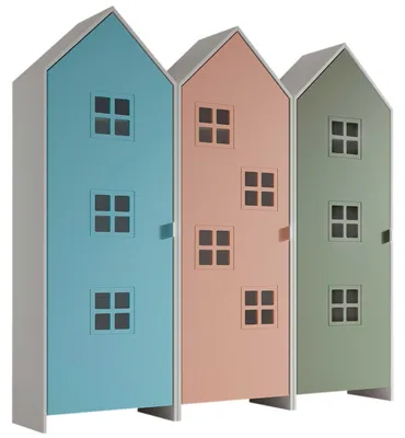 Produktbild von VIPACK - CASAMI BRUGES Set 3-tlg. best. aus: Schrank 1-trg. mit Front in Blau, Pink u. Grün