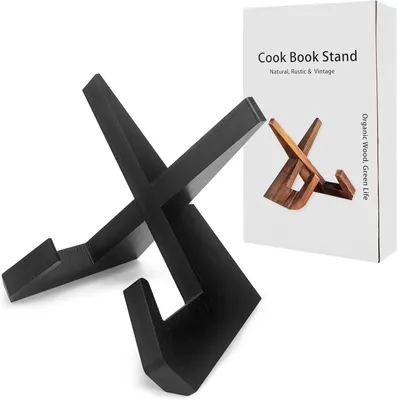 Kochbuchhalter aus Holz, schwarz, für Bücher bis 25x35 cm
