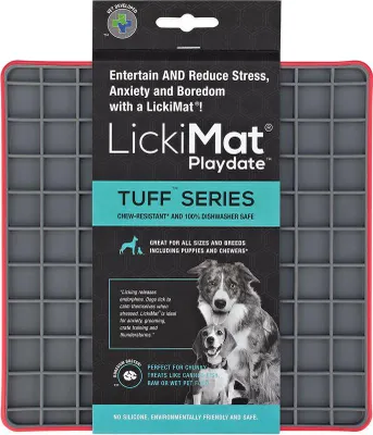 Imagen del producto de LickiMat Playdate Tuff: Alfombrilla para lamer para perros, 20 x 20 cm, color: rojo, tamaño: pequeño - 20 x 20 cm