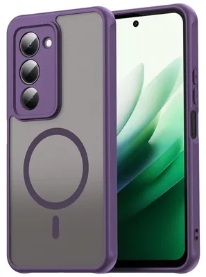 Image de Étui magnétique pour Xiaomi Redmi 15 4G/5G, coque de protection Magsafe, résistante aux chocs, cadre en TPU, anneau magnétique puissant, violet