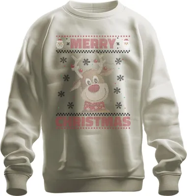 Obrázek produktu pro Merry Christmas Ugly Sweater Reindeer Vánoční dárek Uni mikina, Nature, M