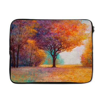 Produktbild von MuchoWow® Laptop Hülle 17 Zoll Laptoptasche Ölgemälde - Baum - Farben - Zipper - Schutzabdeckung