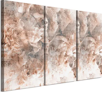 Zdjęcie produktu dla Zestaw 3 obrazów na płótnie LUMASOUL do salonu, motyw: kwiaty, wymiary: 17 x 90 x 60 cm. Zestaw obrazów na płótnie, idealny do sypialni, przedpokoju, biura i kuchni