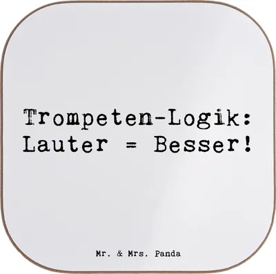 Produktbild von Mr. & Mrs. Panda Untersetzer Glas Spruch Trompeten Weisheit - Weiß - Geschenk, Coaster, Musik, Blasinstrumente, weinflaschenuntersetzer, Musikinstrumente, Tasse, Lernen
