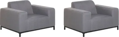 Produktbild von BELIANI Sessel Grau / Schwarzes Gestell Polsterbezug Indoor & Outdoor Wohnzimmer Salon Balkon Terrasse