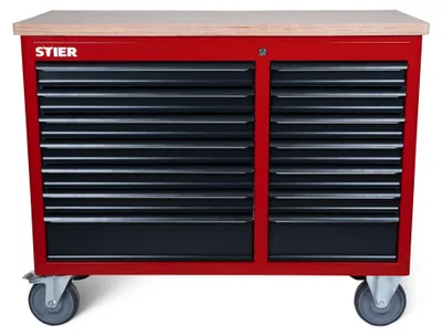 Produktbild von STIER Fahrbare Werkbank XXL leer, 2-spaltig, 14 Schubl., 300kg, 930x1150x520mm