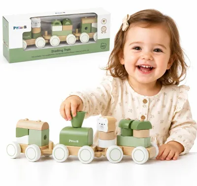 Produktbild von PolarB Stacking Train - Green, 1,5 Jahr(e), Holz, Mehrfarbig