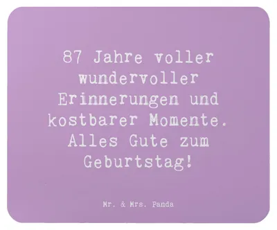 Produktbild von Mr. & Mrs. Panda Mauspad Spruch 87. Geburtstag Freude - Lavendeltraum - Geschenk, Glückwunsch, mausteppich, computermatte, Mousepad, 87 Jahre jung, Happy Birthday, Alter