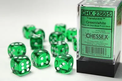 Produktbild von Chessex 23605, Würfelsatz, Grün, Weiß, Beide Geschlechter, Deutschland, 16 mm, 16 mm