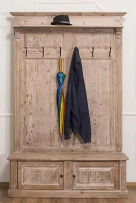 Produktbild von Casa Padrino Landhausstil Garderobe Naturfarben 140 x 41 x H. 210 cm - Massivholz Garderobenschrank - Landhausstil Garderoben Möbel