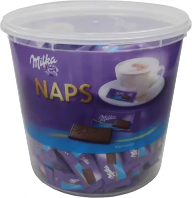 Zdjęcie produktu dla Mondelēz Milka Naps Alpine Milk puszka 207 sztuk "Idealne do biura", 1 opakowanie (1 x 1 kg)