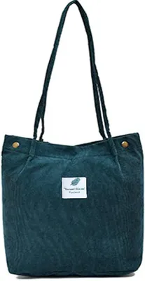 Produktbild von MODFU Damen Cord Shopper Tasche in Braun, Große Umhängetasche, Schultertasche, Handtasche, Tragetasche - Dunkelgrün