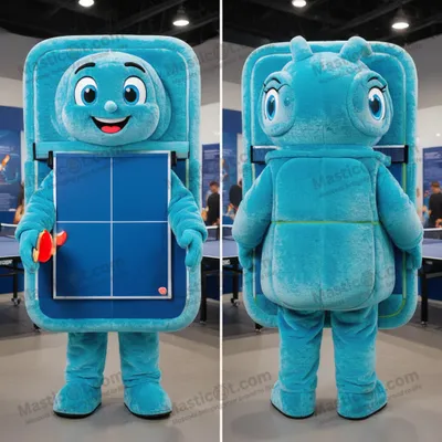 Image de Mascotte MASTICOT Table de Ping-Pong Ronde et Veloutée en Cyan