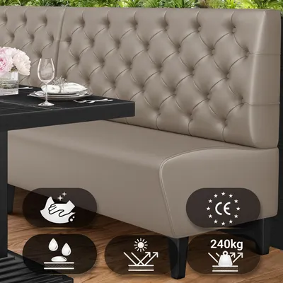 Produktbild von MIAMI | Gastrobank | B:H 100 x 103 cm | Taupe | Chesterfield | Leder | Gastro Sitzbank, Bistrobank, Gastro Polsterbank