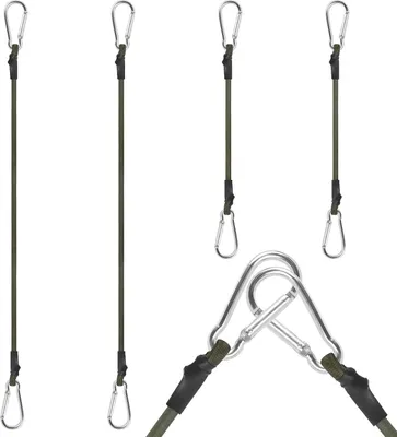 Produktbild von 4 Stück Bungee Cord - Multifunktionale Spanngurte mit Karabiner - 30/60 cm elastische Expander für Gepäck und Fahrräder