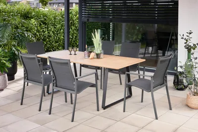 Produktbild von Primaster Garten-Essgruppe Rovigo + Fano 6 Personen Aluminium hellbraun/anthrazit