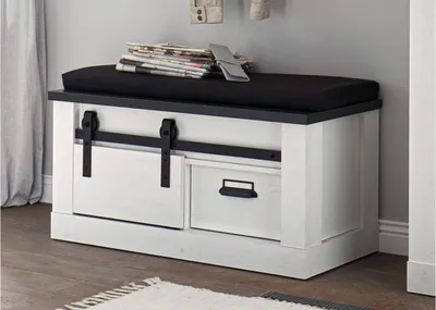 Produktbild von Bank Sherwood 79 Pinie weiß und anthrazit mit Sitzkissen 93 cm
