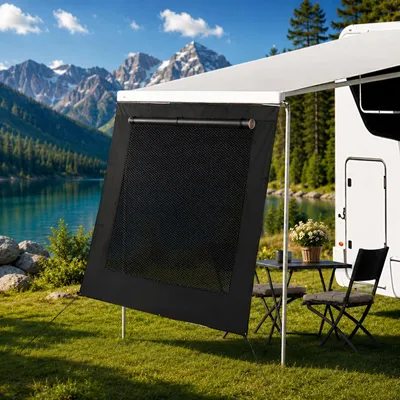Image de Auvent auto - Tente latérale portable pour camions, SUV et fourgonnettes - Extensible - Sac de rangement étanche - Noir