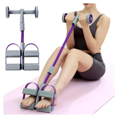 Produktbild von Widerstandsband mit 4 Fußpedalen und 6 Zugtubes für Fitness