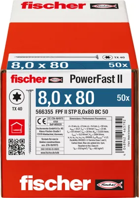 Produktbild von Fischer 566355, Schraube, Verzinkter Stahl, Holz, Zink, Teilgewinde, Senkkopf