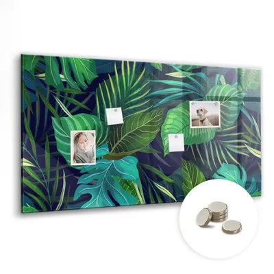Produktbild von Dekorative Magnettafel 120x60 cm - Magnetwand - für Fotos, Karten und Notizen - Fotowand - Memoboard - Magnetpinnwand - Wanddekoration - Exotische Blätter