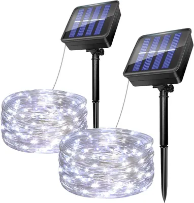 Obrázek produktu pro Solární světelný řetěz - LED osvětlení - dekorace do zahrady - 8 světelných režimů - 7 metrů - studená bílá