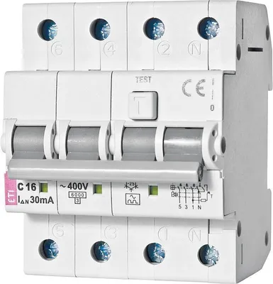 Zdjęcie produktu dla CB Elektro Zabezpieczenie prądowe z zabezpieczeniem nadprądowym KZS-4M 3p+N A C16/0,03 6kA (ETI)