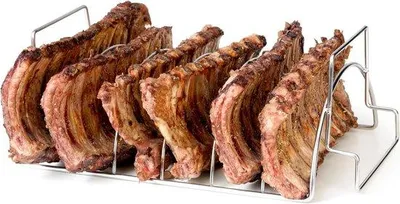 Produktbild von Famanu Grillrost für Rippchen - Edelstahl, 34,5 x 20 x 15 cm