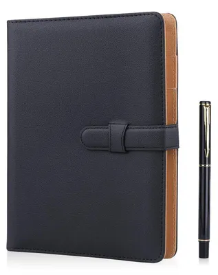 Productafbeelding van A5 notitieboek, kunstleer, navulbaar, hardcover, 200 pagina's, geruit, zwart
