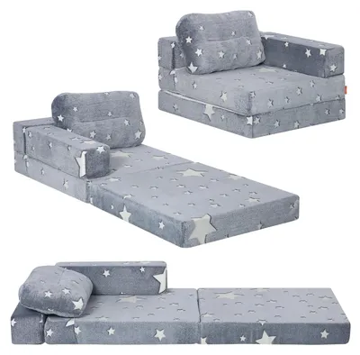 3-in-1 Kinderbank mit Schlaffunktion, leuchtende Sterne, 66x60x33 cm
