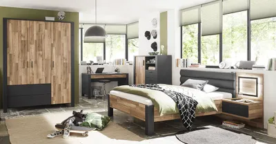 Produktbild von Jugendzimmer komplett DARWIN-78 Set in Montana Eiche Nb. mit grau