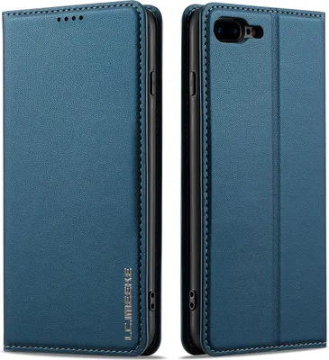 Obrázek produktu pro Magnetické flipové kožené pouzdro pro iPhone 7 Plus / 8 Plus, s přihrádkou na karty a funkcí stojánku Modrá