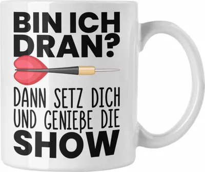 Produktbild von Trendation - Dart Geschenk Tasse Kaffeetasse Dartspieler Geschenkidee Darts Geschenke für Männer Frauen (Weiß)